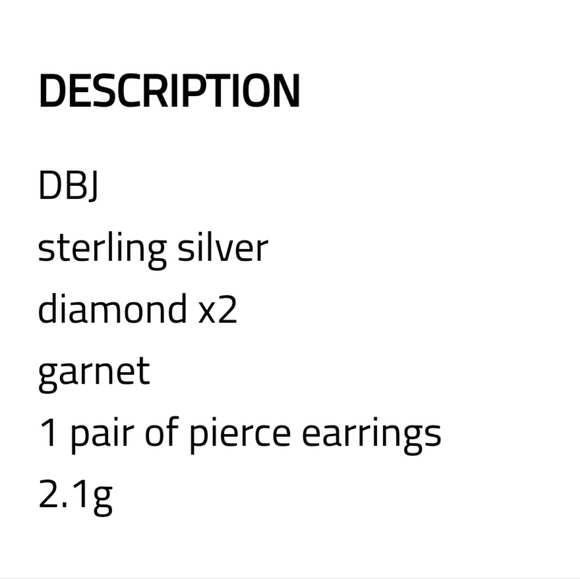 DBJ STERLING SILVER EARRINGS 2 DIAMOND GARNET STUD BUTTERFLY LOCK 2.1 G - Picture 7 of 8